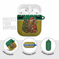 Gabon Christmas AirPods Case with Pixel Art Elephant Santa Christmas Tree and Flag Colors Pattern - Wonder Print Shop
