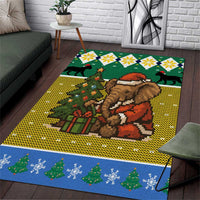 Gabon Christmas Area Rug with Pixel Art Elephant Santa Christmas Tree and Flag Colors Pattern - Wonder Print Shop