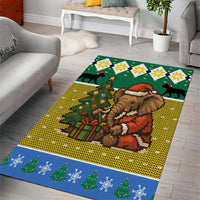 Gabon Christmas Area Rug with Pixel Art Elephant Santa Christmas Tree and Flag Colors Pattern - Wonder Print Shop