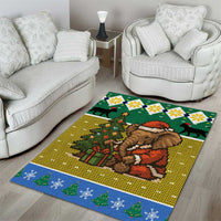 Gabon Christmas Area Rug with Pixel Art Elephant Santa Christmas Tree and Flag Colors Pattern - Wonder Print Shop