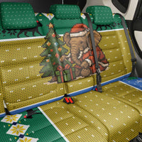 Gabon Christmas Back Car Seat Cover with Pixel Art Elephant Santa Christmas Tree and Flag Colors Pattern - Wonder Print Shop