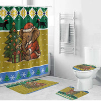 Gabon Christmas Bathroom Set with Pixel Art Elephant Santa Christmas Tree and Flag Colors Pattern - Wonder Print Shop