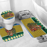 Gabon Christmas Bathroom Set with Pixel Art Elephant Santa Christmas Tree and Flag Colors Pattern - Wonder Print Shop
