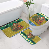 Gabon Christmas Bathroom Set with Pixel Art Elephant Santa Christmas Tree and Flag Colors Pattern - Wonder Print Shop