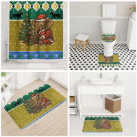Gabon Christmas Bathroom Set with Pixel Art Elephant Santa Christmas Tree and Flag Colors Pattern - Wonder Print Shop