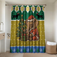 Gabon Christmas Bathroom Set with Pixel Art Elephant Santa Christmas Tree and Flag Colors Pattern - Wonder Print Shop
