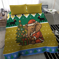 Gabon Christmas Bedding Set with Pixel Art Elephant Santa Christmas Tree and Flag Colors Pattern - Wonder Print Shop