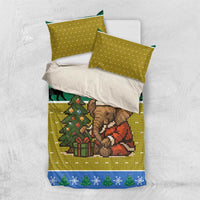 Gabon Christmas Bedding Set with Pixel Art Elephant Santa Christmas Tree and Flag Colors Pattern - Wonder Print Shop