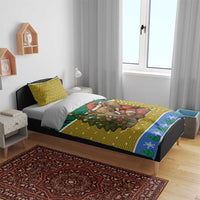Gabon Christmas Bedding Set with Pixel Art Elephant Santa Christmas Tree and Flag Colors Pattern - Wonder Print Shop