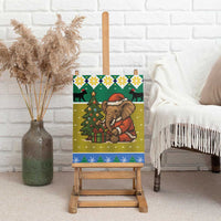 Gabon Christmas Canvas Wall Art with Pixel Art Elephant Santa Christmas Tree and Flag Colors Pattern - Wonder Print Shop