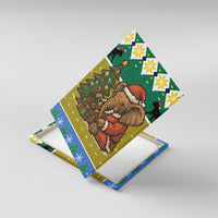 Gabon Christmas Canvas Wall Art with Pixel Art Elephant Santa Christmas Tree and Flag Colors Pattern - Wonder Print Shop