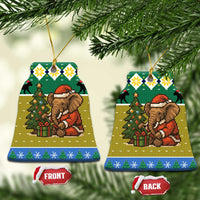 Gabon Christmas Ceramic Ornament with Pixel Art Elephant Santa Christmas Tree and Flag Colors Pattern - Wonder Print Shop