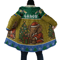 Gabon Christmas Cloak with Pixel Art Elephant Santa Christmas Tree and Flag Colors Pattern - Wonder Print Shop