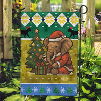 Gabon Christmas Garden Flag with Pixel Art Elephant Santa Christmas Tree and Flag Colors Pattern - Wonder Print Shop