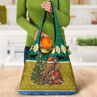 Gabon Christmas Grocery Bag with Pixel Art Elephant Santa Christmas Tree and Flag Colors Pattern - Wonder Print Shop