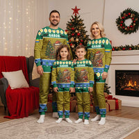 Gabon Christmas Pajama Set with Pixel Art Elephant Santa Christmas Tree and Flag Colors Pattern - Wonder Print Shop