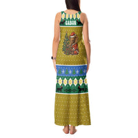 Gabon Christmas Tank Maxi Dress with Pixel Art Elephant Santa Christmas Tree and Flag Colors Pattern - Wonder Print Shop