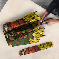 Gabon Christmas Umbrella with Pixel Art Elephant Santa Christmas Tree and Flag Colors Pattern - Wonder Print Shop