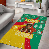 Guinea Christmas Area Rug with Santa Chimpanzee Heart Hands and Green Red Snowflake Pattern - Wonder Print Shop