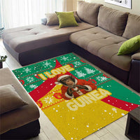 Guinea Christmas Area Rug with Santa Chimpanzee Heart Hands and Green Red Snowflake Pattern - Wonder Print Shop