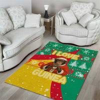 Guinea Christmas Area Rug with Santa Chimpanzee Heart Hands and Green Red Snowflake Pattern - Wonder Print Shop