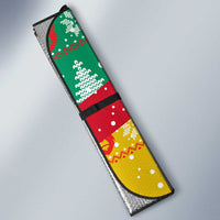 Guinea Christmas Auto Sun Shade with Santa Chimpanzee Heart Hands and Green Red Snowflake Pattern - Wonder Print Shop