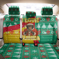 Guinea Christmas Back Car Seat Cover with Santa Chimpanzee Heart Hands and Green Red Snowflake Pattern - Wonder Print Shop