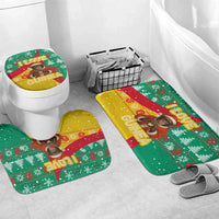 Guinea Christmas Bathroom Set with Santa Chimpanzee Heart Hands and Green Red Snowflake Pattern - Wonder Print Shop