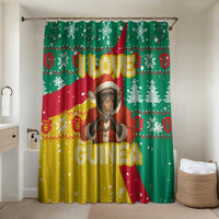 Guinea Christmas Bathroom Set with Santa Chimpanzee Heart Hands and Green Red Snowflake Pattern - Wonder Print Shop