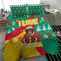 Guinea Christmas Bedding Set with Santa Chimpanzee Heart Hands and Green Red Snowflake Pattern - Wonder Print Shop