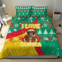 Guinea Christmas Bedding Set with Santa Chimpanzee Heart Hands and Green Red Snowflake Pattern - Wonder Print Shop