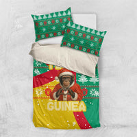 Guinea Christmas Bedding Set with Santa Chimpanzee Heart Hands and Green Red Snowflake Pattern - Wonder Print Shop