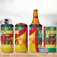 Guinea Christmas 4 in 1 Can Cooler Tumbler with Santa Chimpanzee Heart Hands and Green Red Snowflake Pattern - Wonder Print Shop