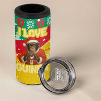 Guinea Christmas 4 in 1 Can Cooler Tumbler with Santa Chimpanzee Heart Hands and Green Red Snowflake Pattern - Wonder Print Shop