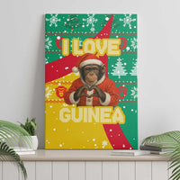 Guinea Christmas Canvas Wall Art with Santa Chimpanzee Heart Hands and Green Red Snowflake Pattern - Wonder Print Shop