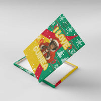 Guinea Christmas Canvas Wall Art with Santa Chimpanzee Heart Hands and Green Red Snowflake Pattern - Wonder Print Shop