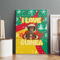 Guinea Christmas Canvas Wall Art with Santa Chimpanzee Heart Hands and Green Red Snowflake Pattern - Wonder Print Shop