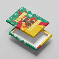 Guinea Christmas Canvas Wall Art with Santa Chimpanzee Heart Hands and Green Red Snowflake Pattern - Wonder Print Shop