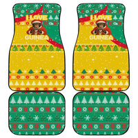 Guinea Christmas Car Mats with Santa Chimpanzee Heart Hands and Green Red Snowflake Pattern - Wonder Print Shop