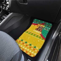 Guinea Christmas Car Mats with Santa Chimpanzee Heart Hands and Green Red Snowflake Pattern - Wonder Print Shop