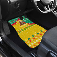 Guinea Christmas Car Mats with Santa Chimpanzee Heart Hands and Green Red Snowflake Pattern - Wonder Print Shop