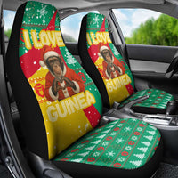Guinea Christmas Car Seat Cover with Santa Chimpanzee Heart Hands and Green Red Snowflake Pattern - Wonder Print Shop