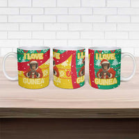 Guinea Christmas Ceramic Mug with Santa Chimpanzee Heart Hands and Green Red Snowflake Pattern - Wonder Print Shop
