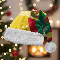 Guinea Christmas Santa Hat with Santa Chimpanzee Heart Hands and Green Red Snowflake Pattern - Wonder Print Shop