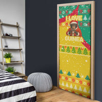 Guinea Christmas Door Cover with Santa Chimpanzee Heart Hands and Green Red Snowflake Pattern - Wonder Print Shop