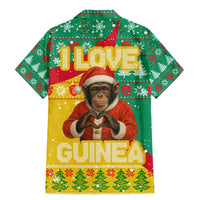 Guinea Christmas Family Matching Mermaid Dress and Hawaiian Shirt with Santa Chimpanzee Heart Hands and Green Red Snowflake Pattern - Wonder Print Shop