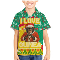 Guinea Christmas Family Matching Mermaid Dress and Hawaiian Shirt with Santa Chimpanzee Heart Hands and Green Red Snowflake Pattern - Wonder Print Shop
