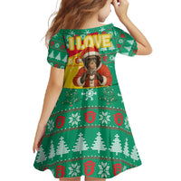 Guinea Christmas Family Matching Off Shoulder Maxi Dress and Hawaiian Shirt with Santa Chimpanzee Heart Hands and Green Red Snowflake Pattern - Wonder Print Shop
