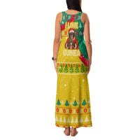 Guinea Christmas Family Matching Tank Maxi Dress and Hawaiian Shirt with Santa Chimpanzee Heart Hands and Green Red Snowflake Pattern - Wonder Print Shop