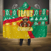 Guinea Christmas Hooded Blanket with Santa Chimpanzee Heart Hands and Green Red Snowflake Pattern - Wonder Print Shop